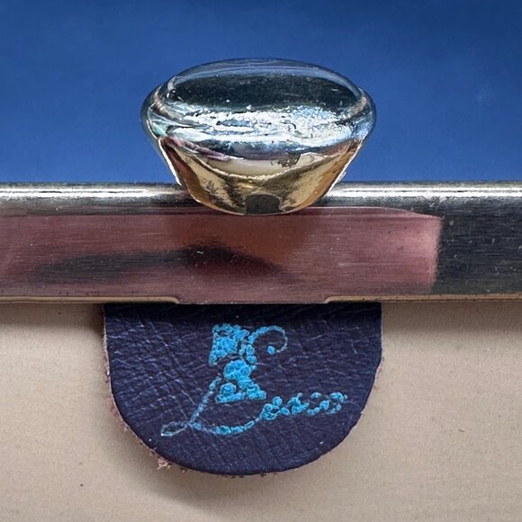 Vintage Purse Lizard Leather Handbag Lesco Mid Century Brown Gold Hardware Retro - Picture 8 of 16